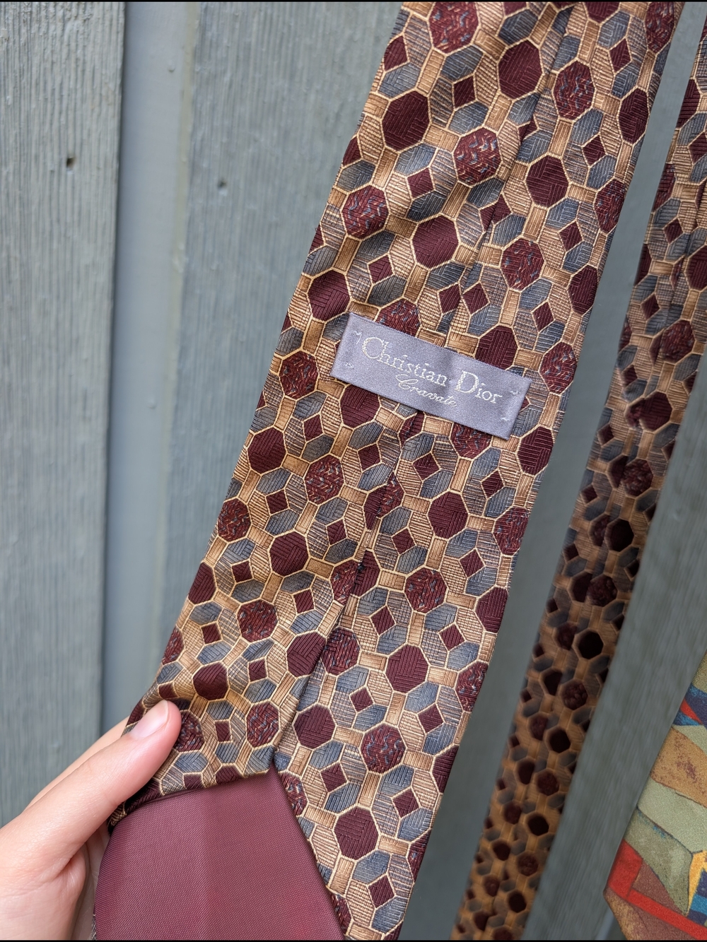 Multi-Color Patterned Men's Tie (Orange, Brown, Blue) - Picture 5 of 7